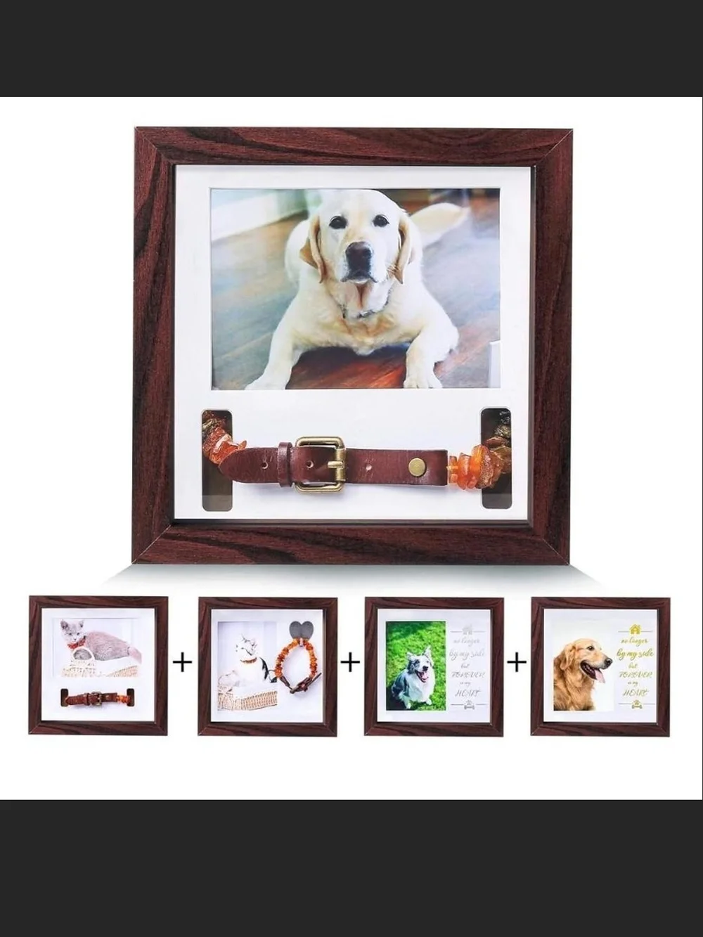 Wooden Brown Memorial Pet Frame with Keepsake Display
